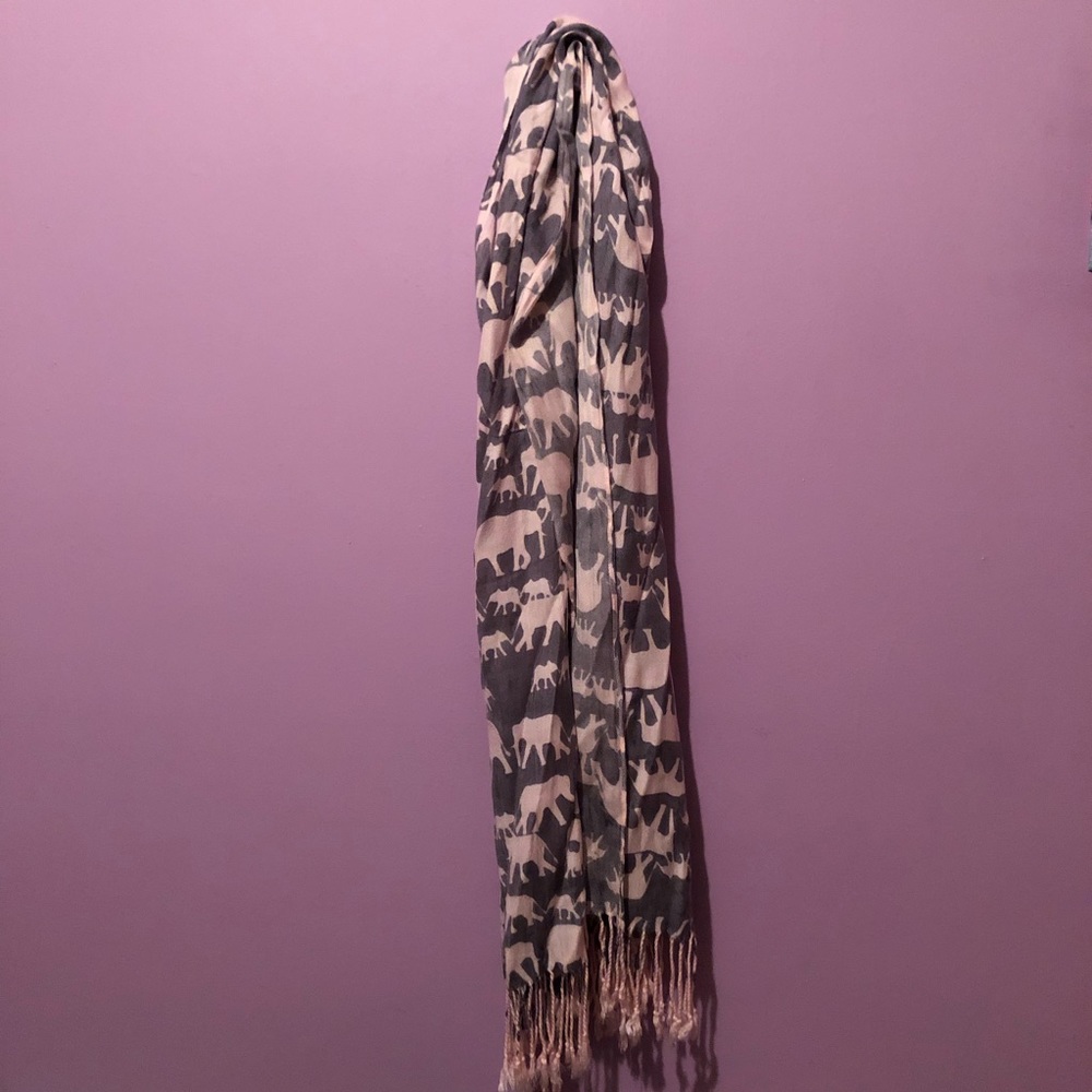 Pink & Grey scarf with elephants